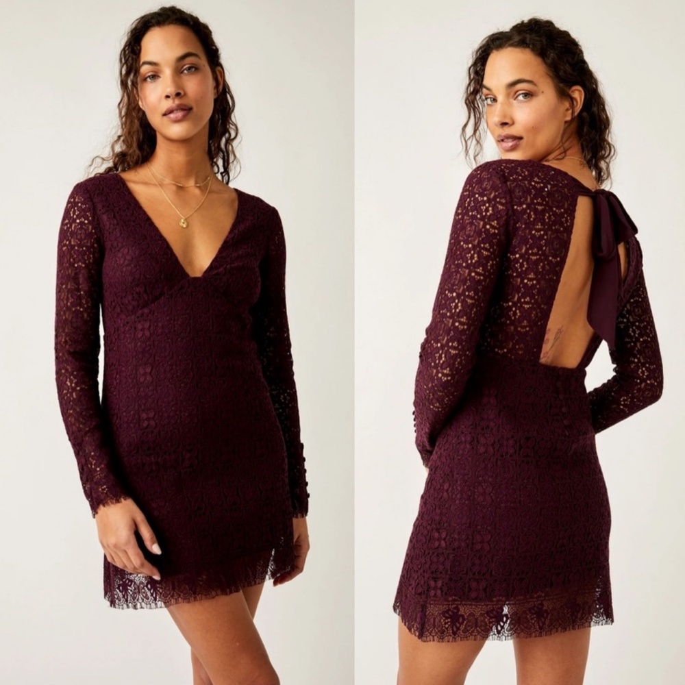 NWT Free People Honey Honey Mini Dress Purple Sz 10